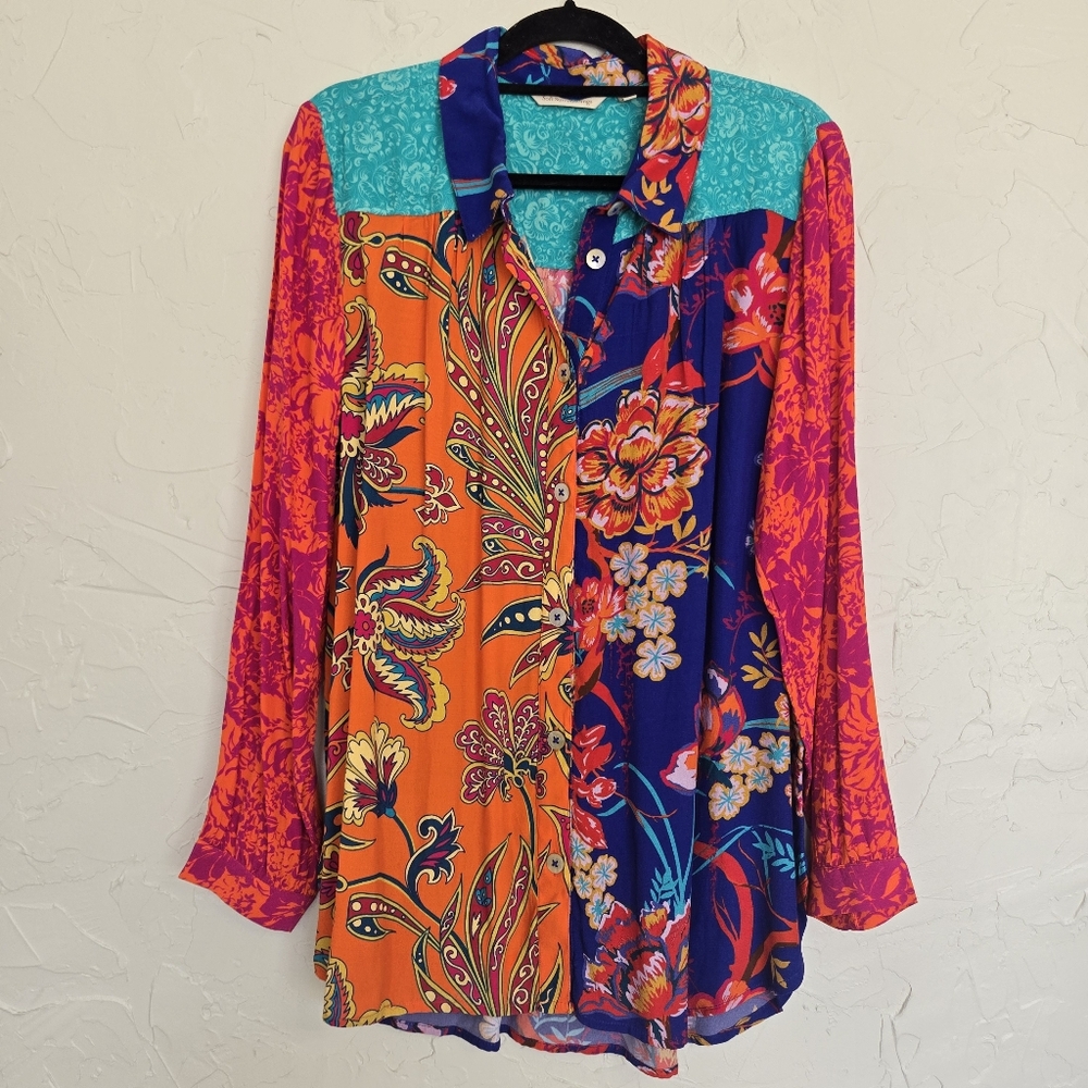 Soft Surroundings Patchwork Embroidered Boho Butt… - image 2